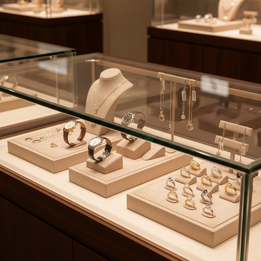 Jewelry display case in DWCC-112030-Per Yard Wallcovering with Backing