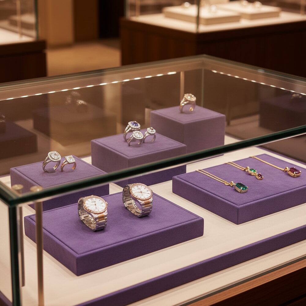 Jewelry display case in DWCC-90400-Per Yard Wallcovering with Backing