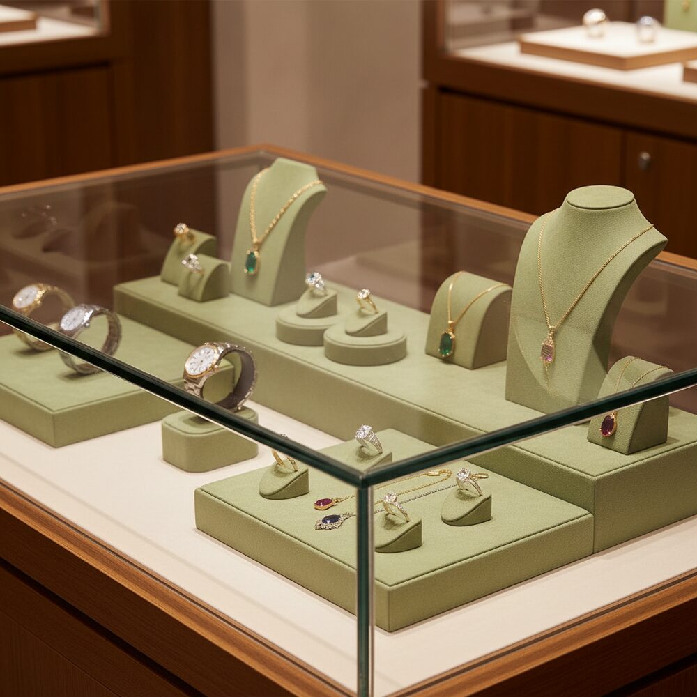 Jewelry display case in DWCC-94200-Per Yard Wallcovering with Backing