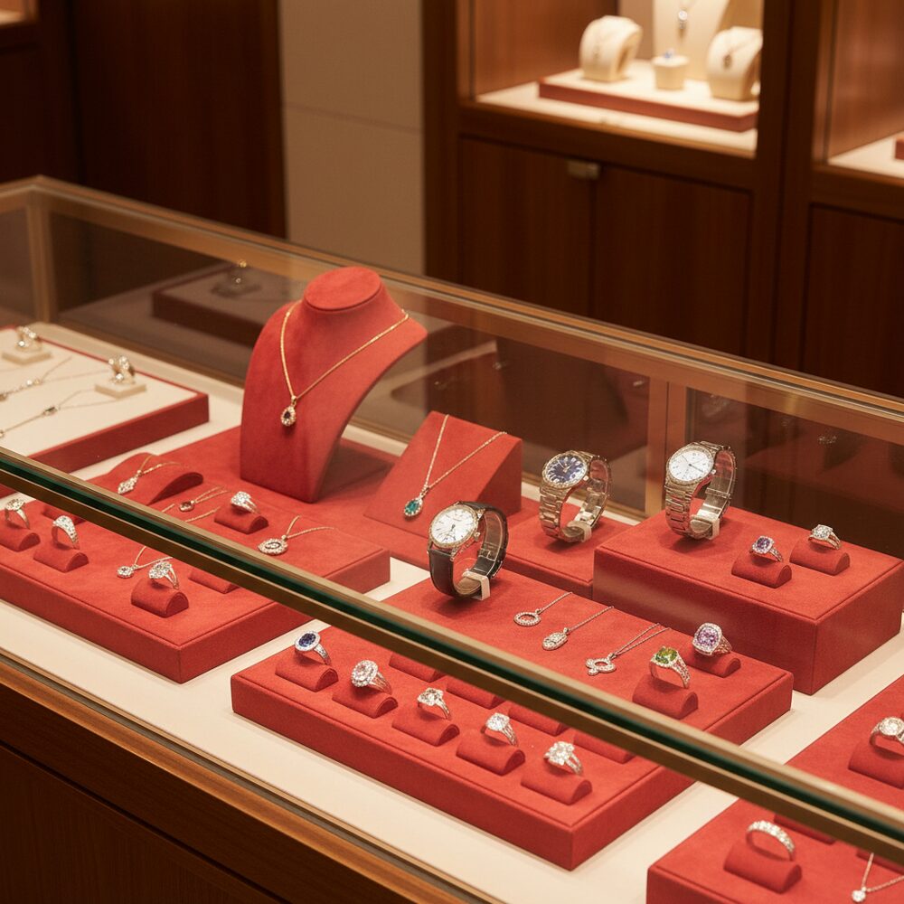 Jewelry display case in DWCC-98200-Per Yard Wallcovering with Backing