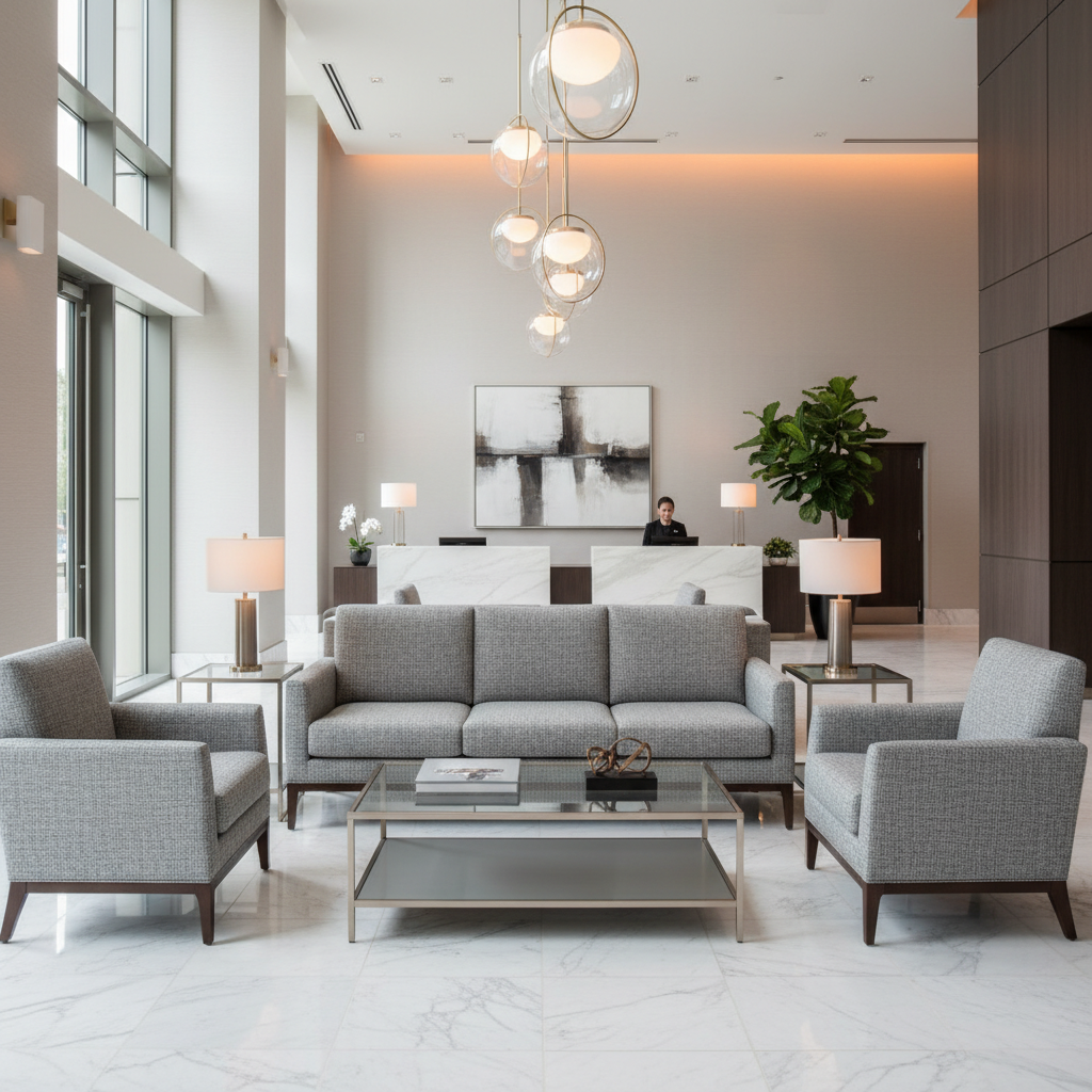 Yorktown Nickel Hotel Lobby Setting | Architectural Fabrics