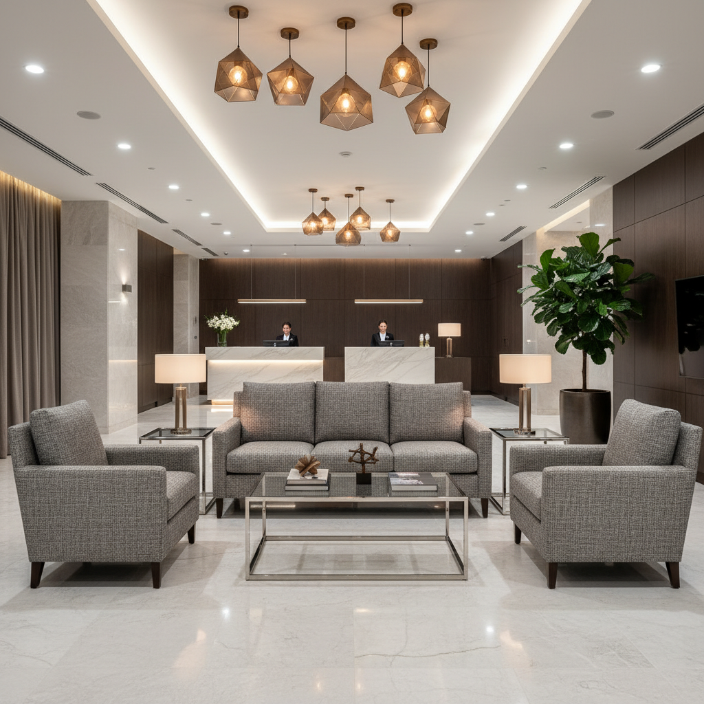 Yorktown Fog Hotel Lobby Setting | Architectural Fabrics