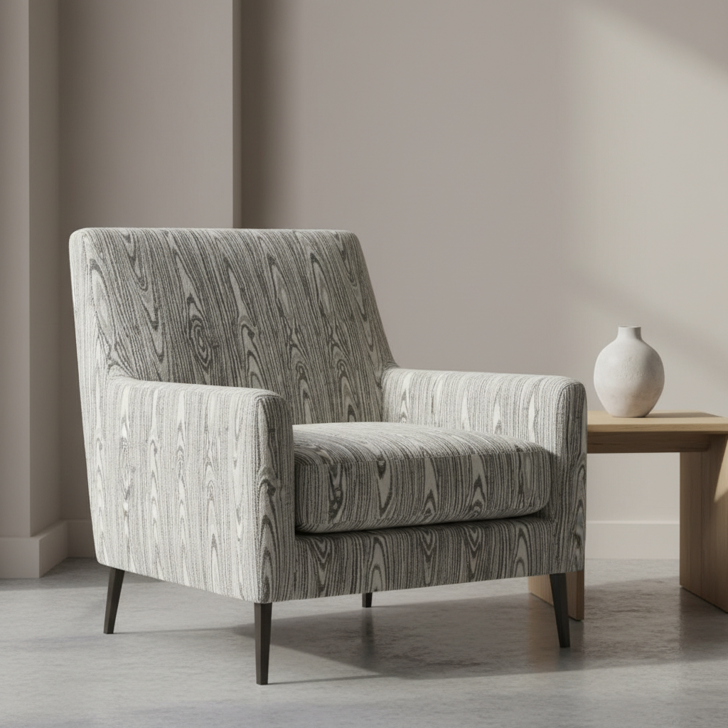 Chesterfield Fog Upholstered Chair | Architectural Fabrics
