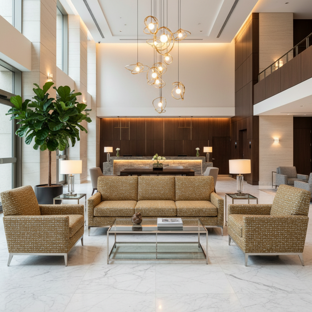 Middleburg Bronze Hotel Lobby Setting | Architectural Fabrics