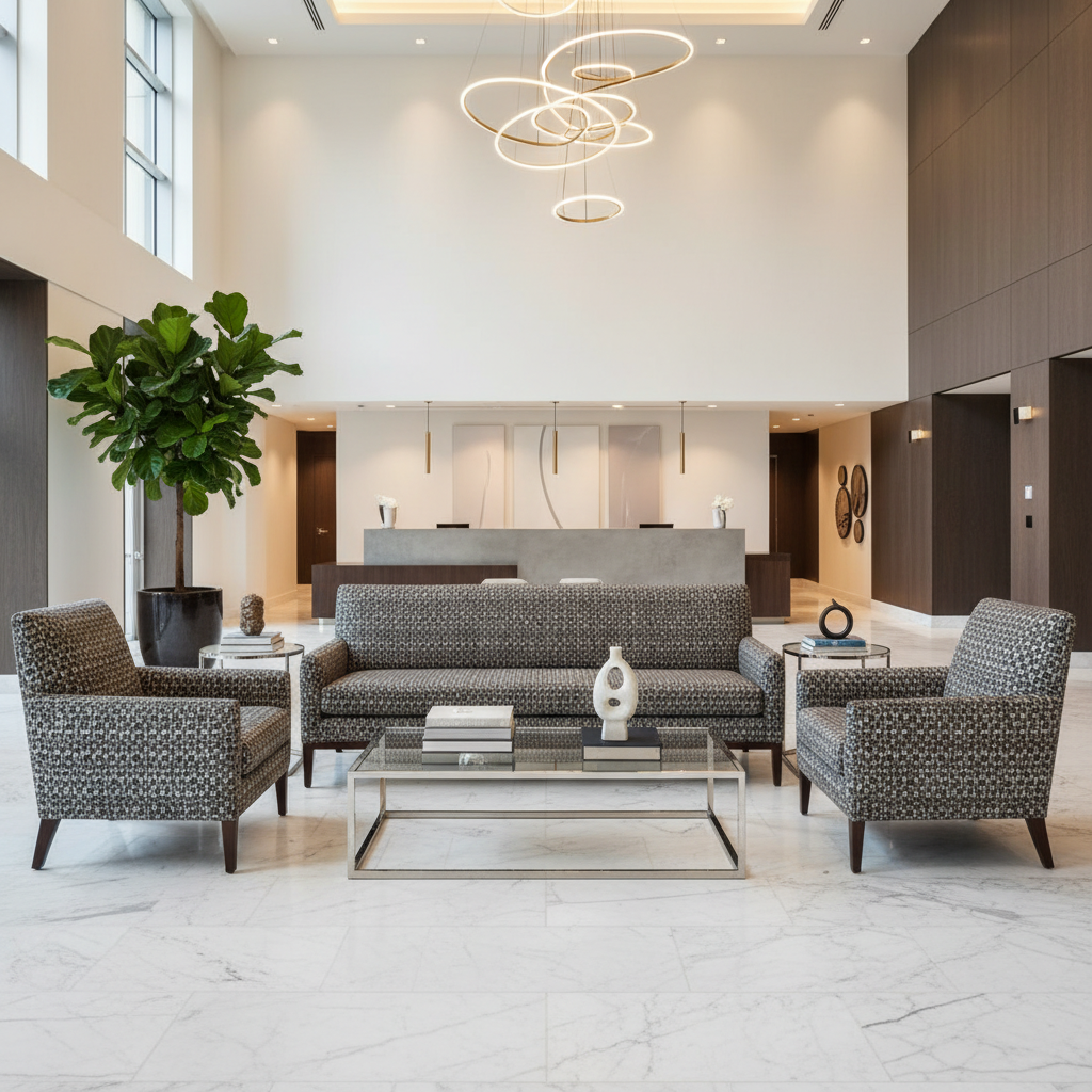 Middleburg Graphite Hotel Lobby Setting | Architectural Fabrics