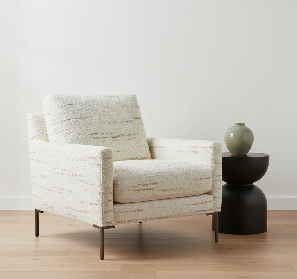 Salem White Off-White Upholstered Chair | Architectural Fabrics