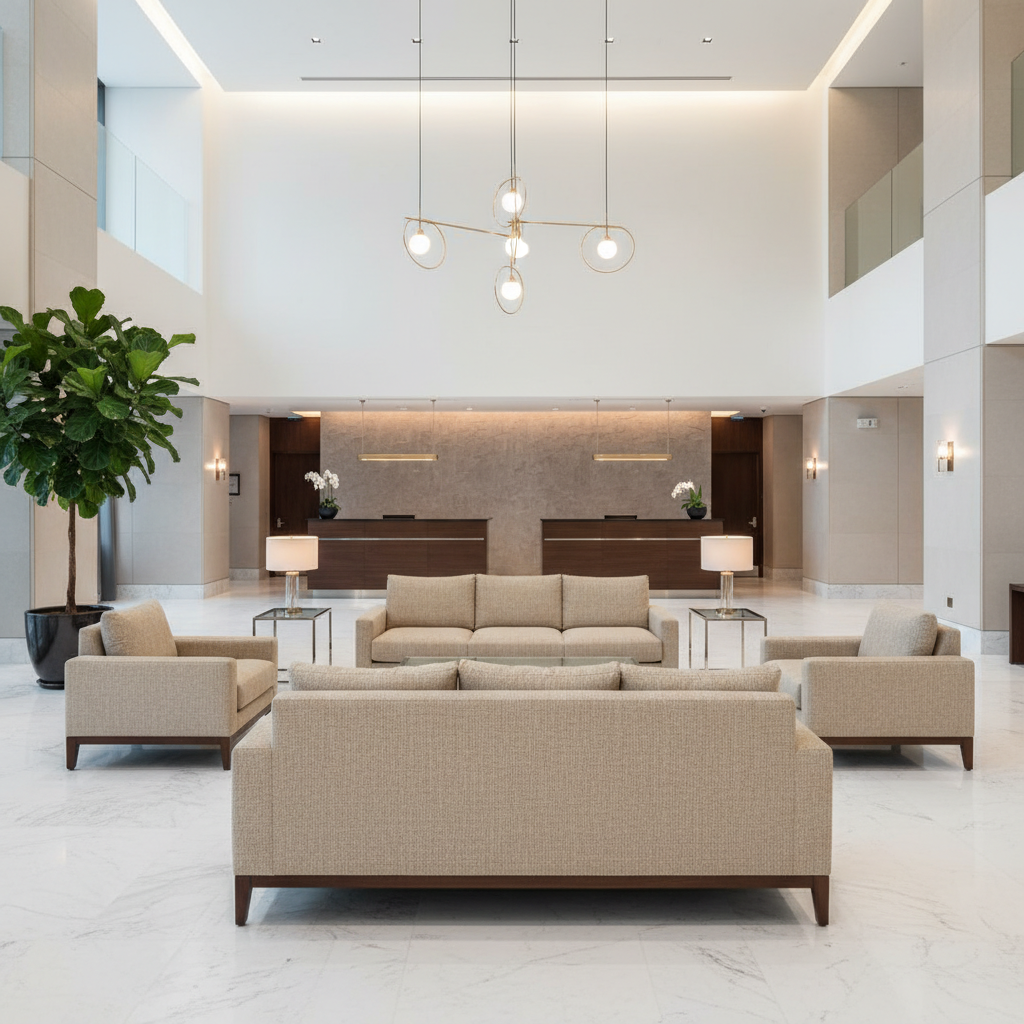 Abingdon Linen Hotel Lobby Setting | Architectural Fabrics