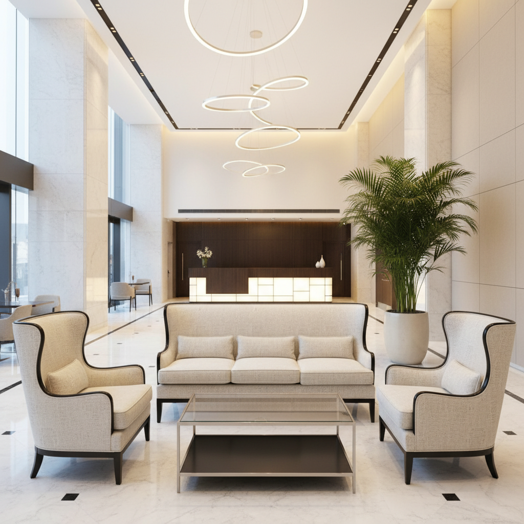 Dale City Endless Evergreen Hotel Lobby Setting | Architectural Fabrics