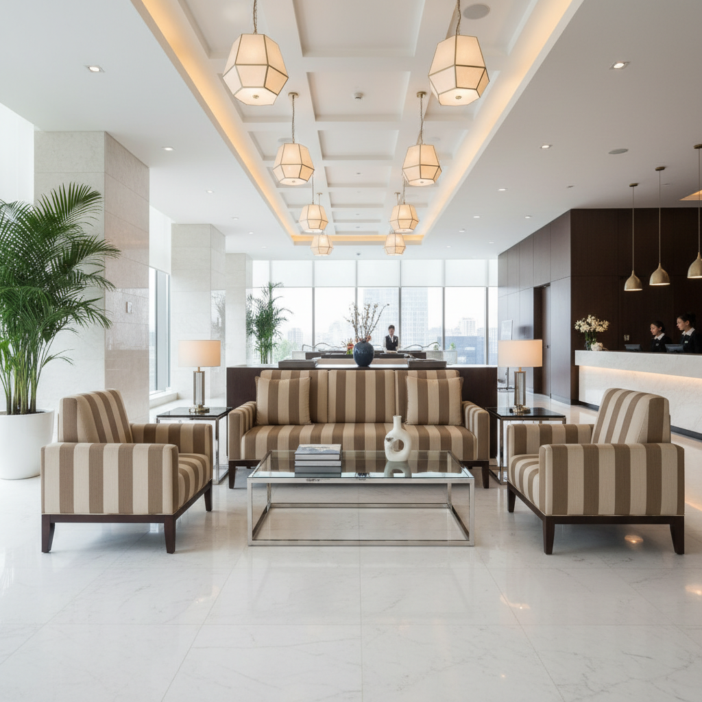 Dale City Motionless Maple Hotel Lobby Setting | Architectural Fabrics