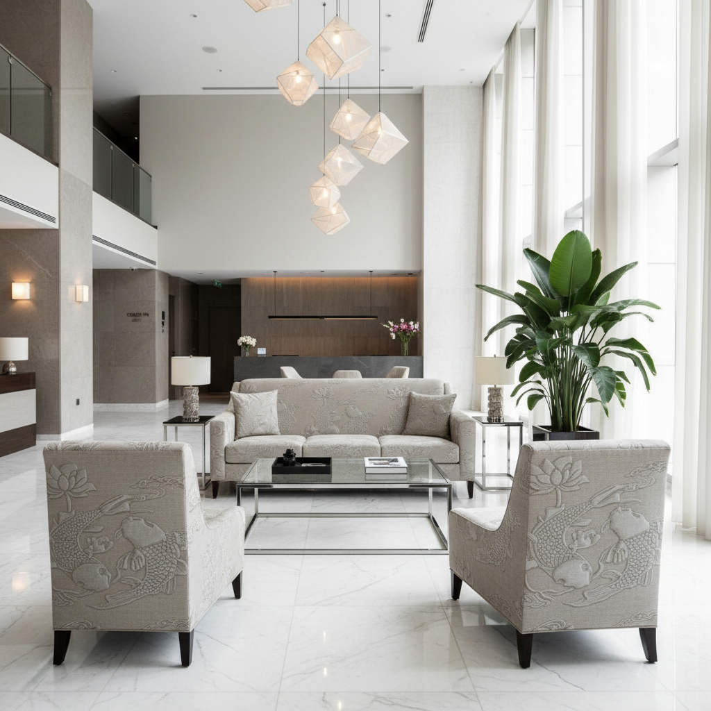 Dale City Sacred Scales Hotel Lobby Setting | Architectural Fabrics