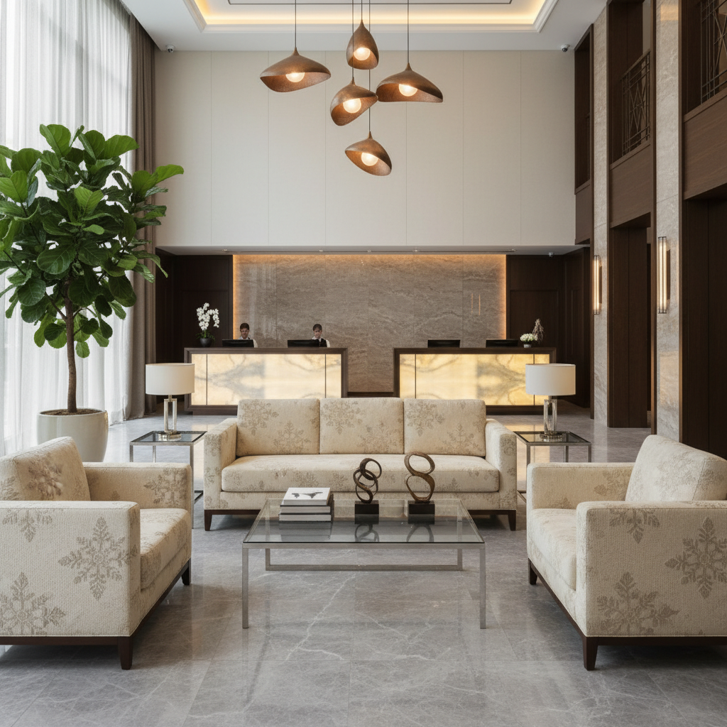 Dale City Stars And Spindles Hotel Lobby Setting | Architectural Fabrics