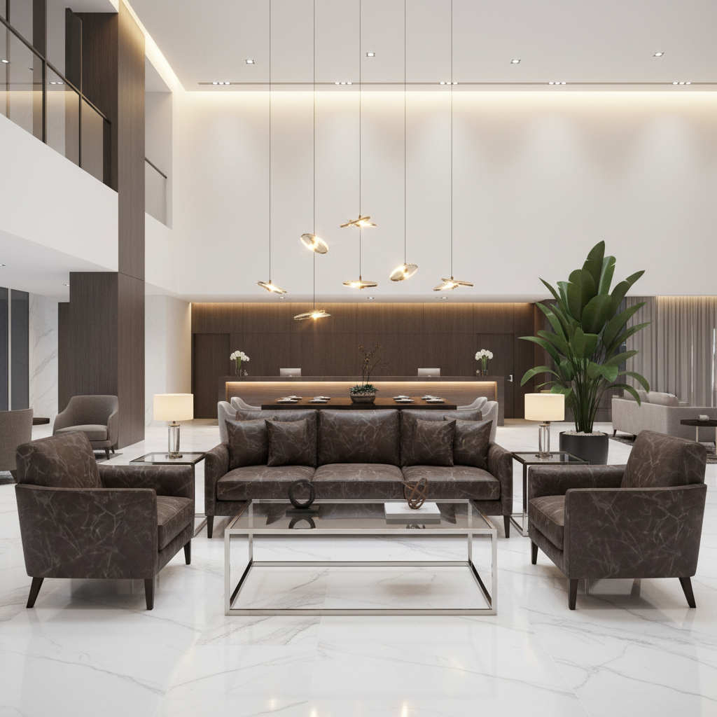 Front Royal Stone Hotel Lobby Setting | Architectural Fabrics