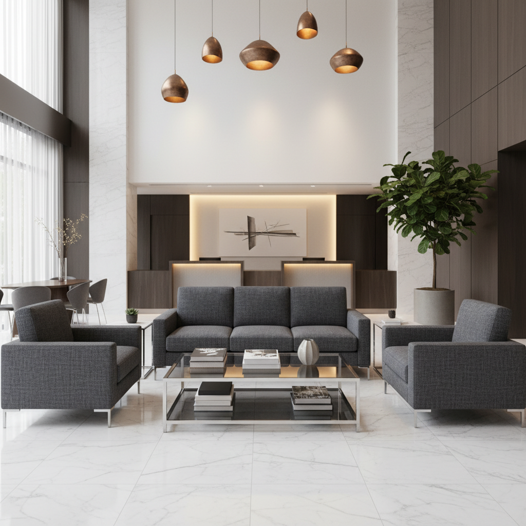 Big Stone Gap Mystic White Hotel Lobby Setting | Architectural Fabrics