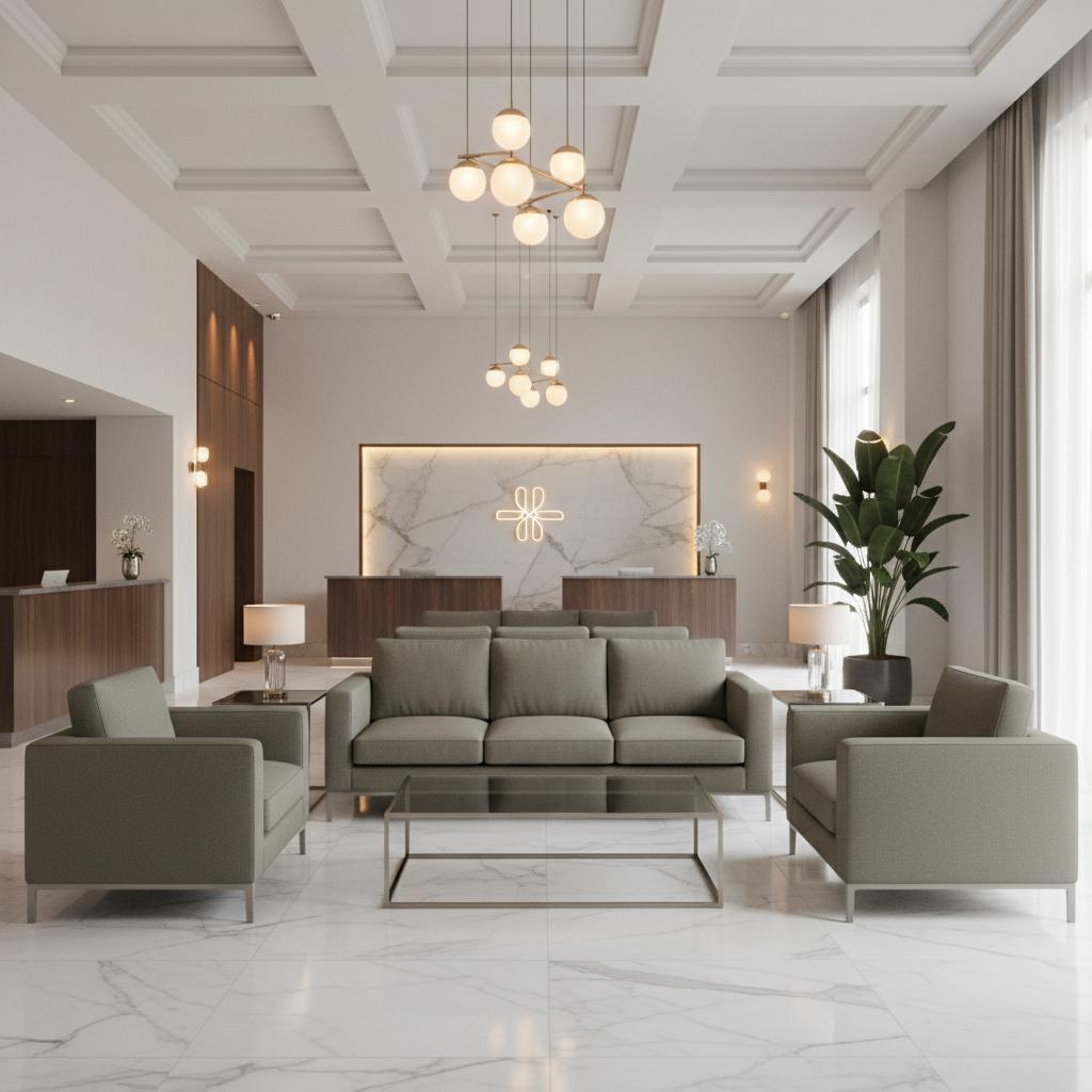 Bedford Bottle Hotel Lobby Setting | Architectural Fabrics