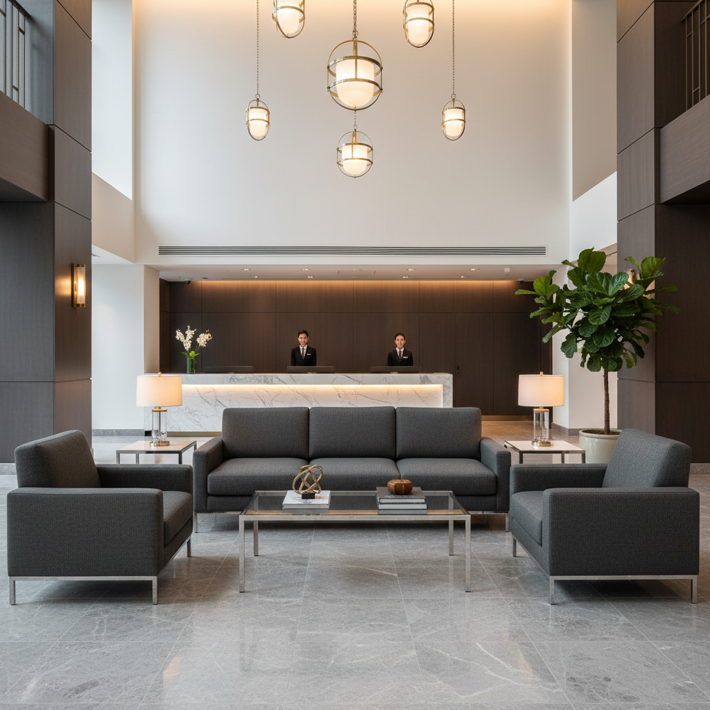 Bedford Carbon Hotel Lobby Setting | Architectural Fabrics