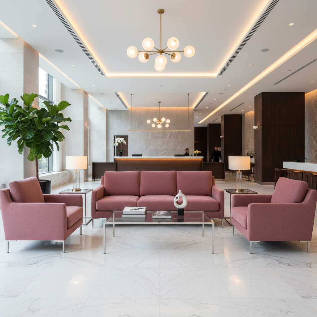 Other Leather Raspberry Room Setting