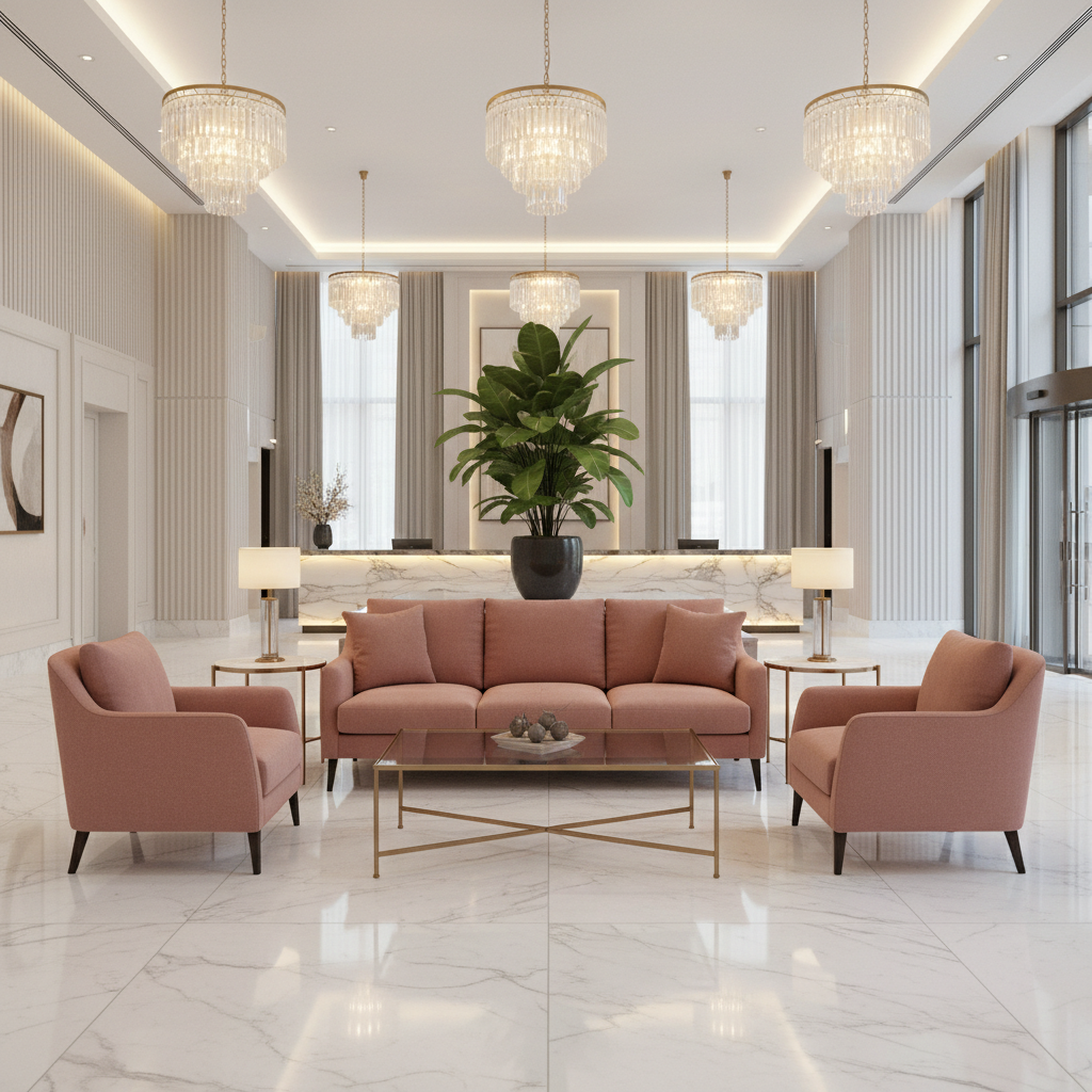 Bedford Umber Hotel Lobby Setting | Architectural Fabrics