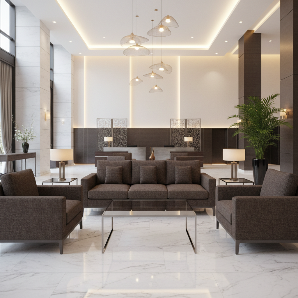 Rocky Mount Cordovan Hotel Lobby Setting | Architectural Fabrics