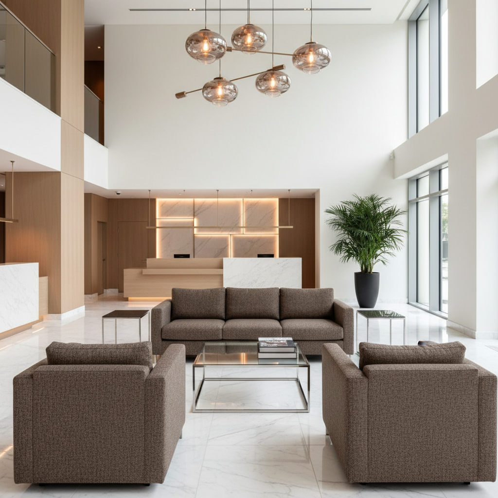Rocky Mount Neutra Hotel Lobby Setting | Architectural Fabrics
