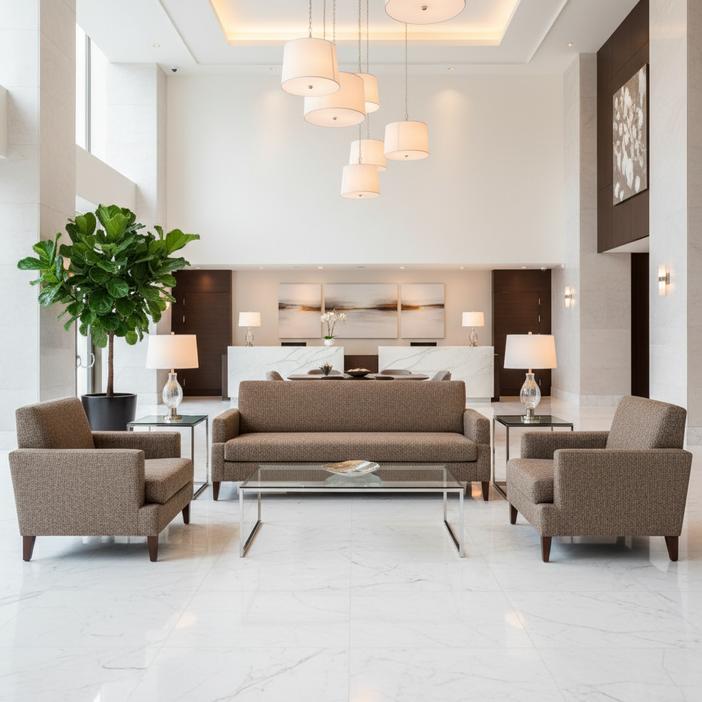 Rocky Mount Putty Hotel Lobby Setting | Architectural Fabrics