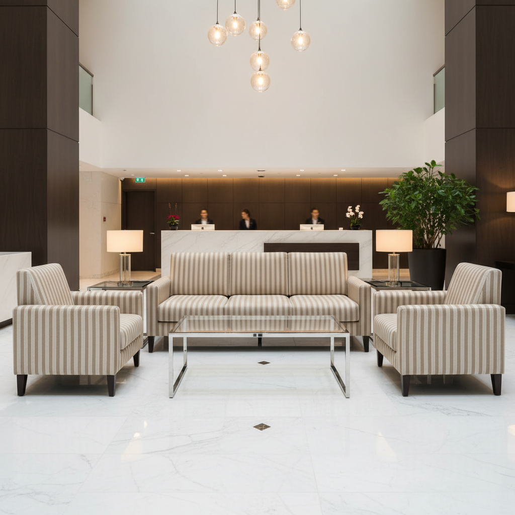 Pembroke Beige Hotel Lobby Setting | Architectural Fabrics
