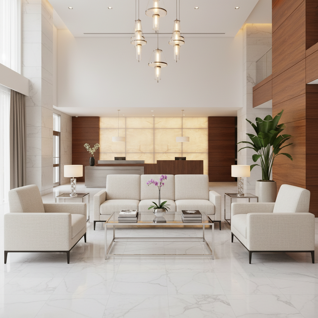 Pembroke Ivory Hotel Lobby Setting | Architectural Fabrics