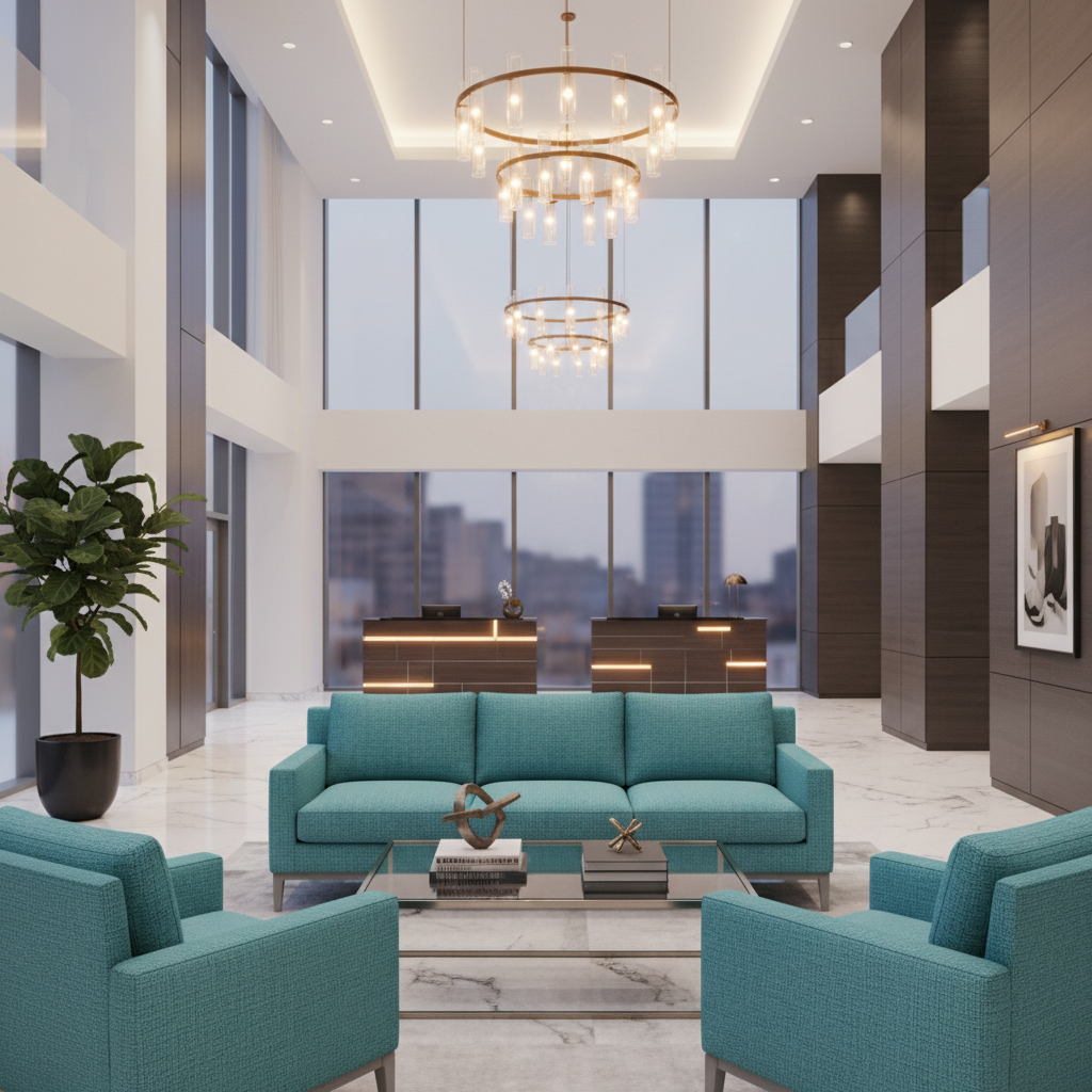Oilville Aqua Hotel Lobby Setting | Architectural Fabrics