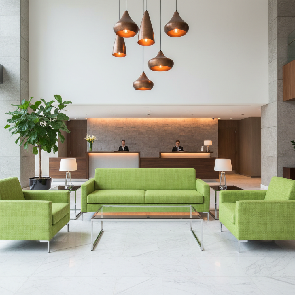 Oilville Lt Green Hotel Lobby Setting | Architectural Fabrics