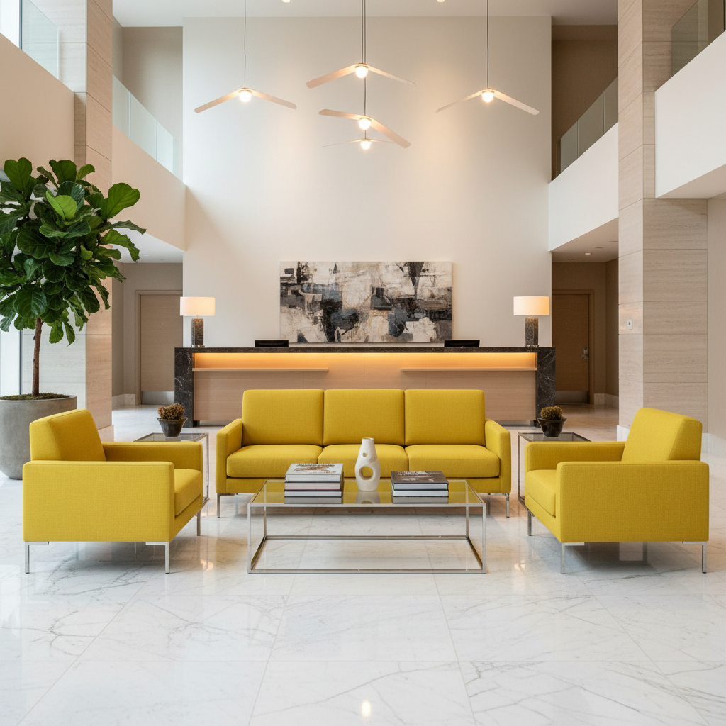 Oilville Yellow Hotel Lobby Setting | Architectural Fabrics