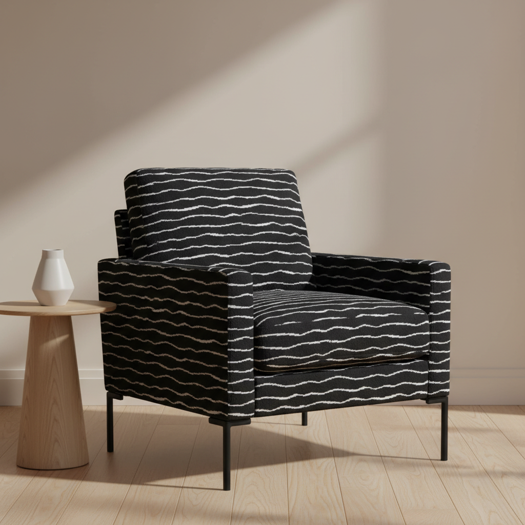 Marshall Black / Blanco Upholstered Chair | Architectural Fabrics