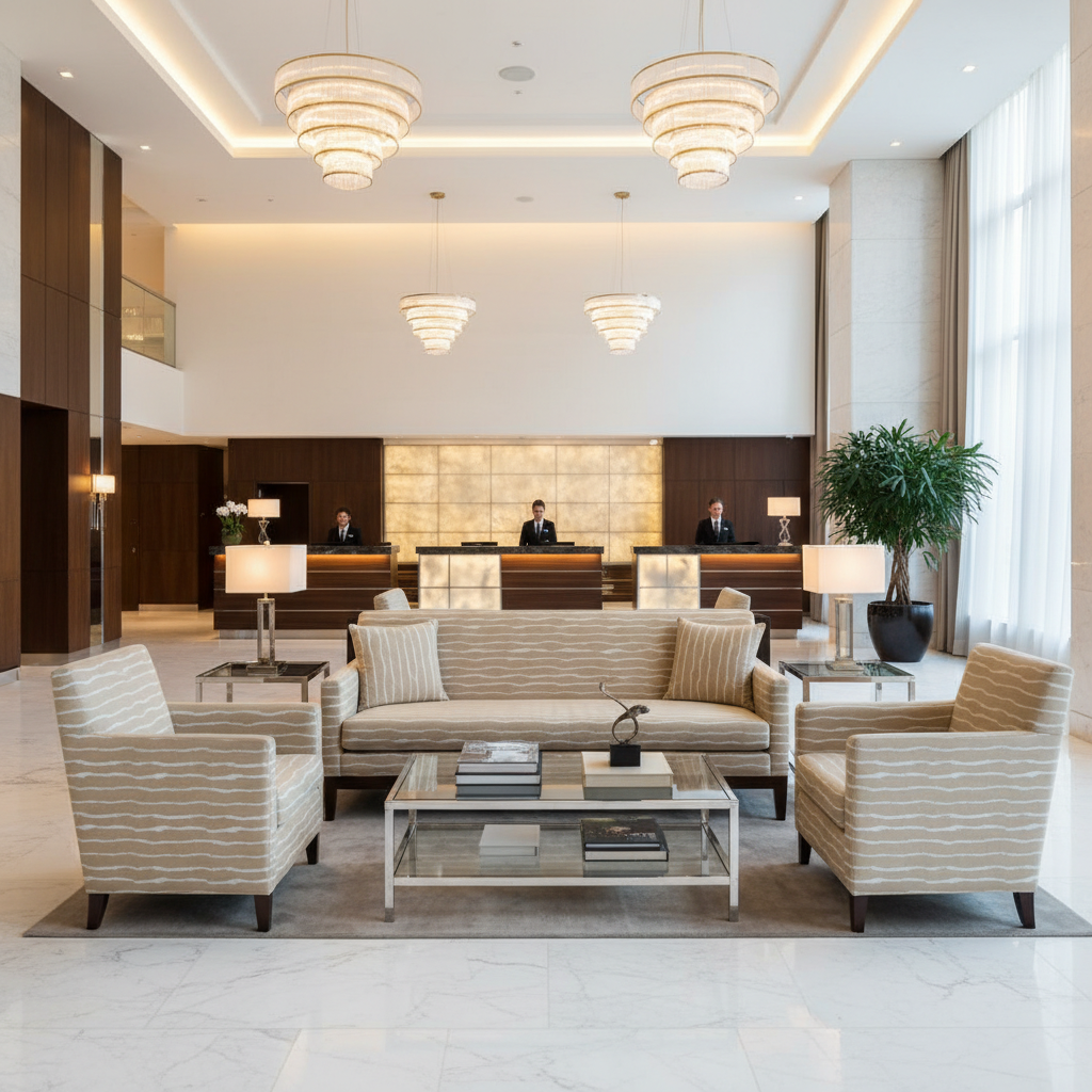Marshall Fawn / Ivory Hotel Lobby Setting | Architectural Fabrics