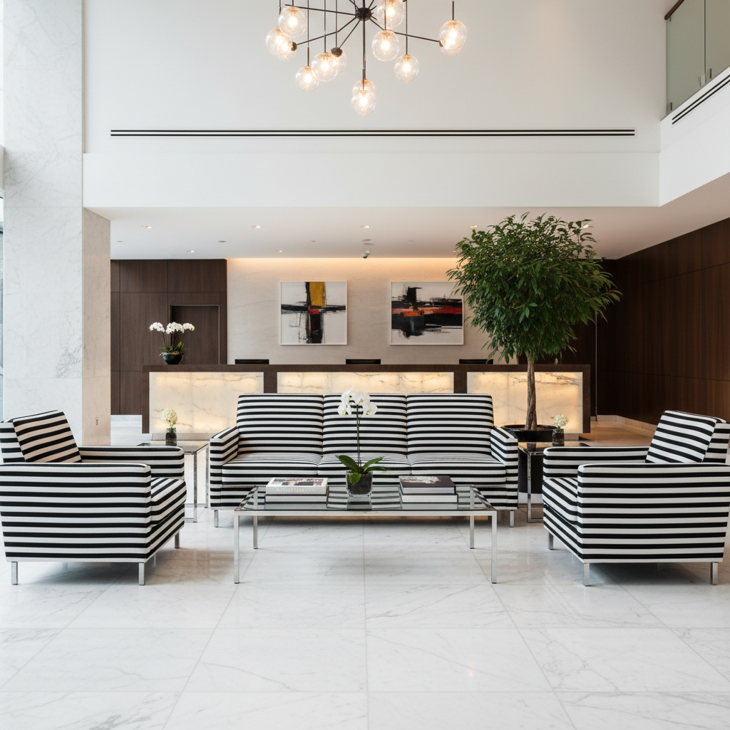 Lawrenceville Midnight Hotel Lobby Setting | Architectural Fabrics