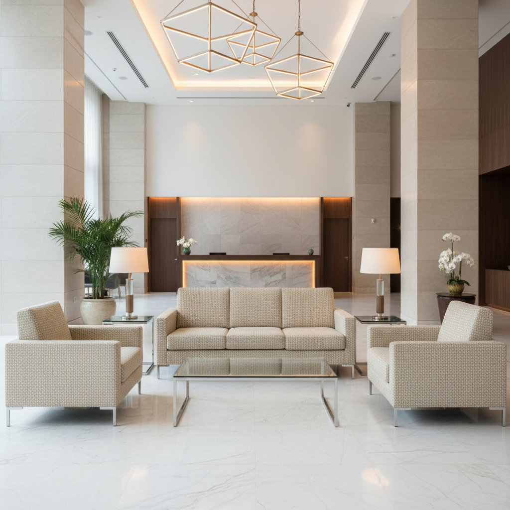 Irvington Champagne Hotel Lobby Setting | Architectural Fabrics