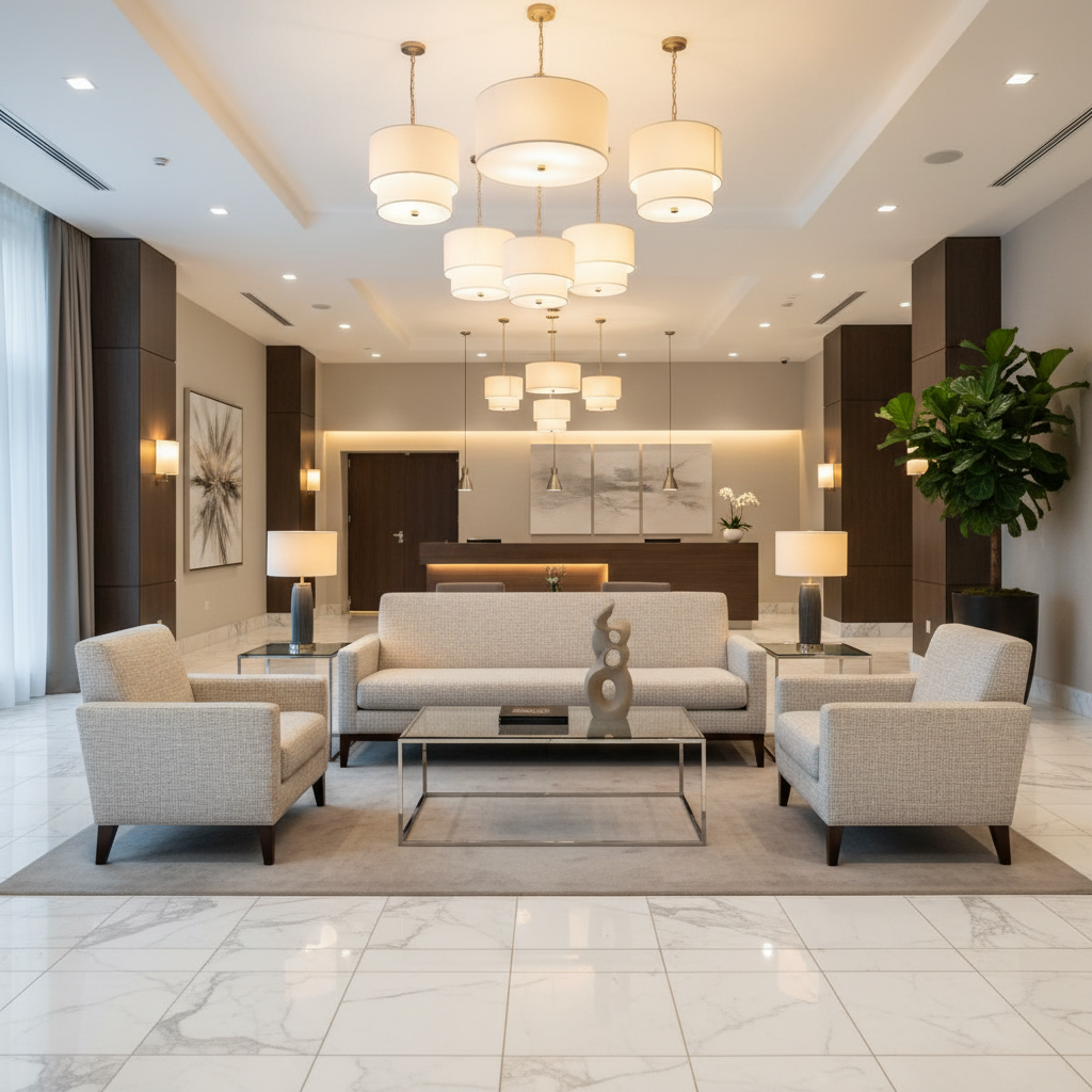 Irvington Ivory Hotel Lobby Setting | Architectural Fabrics