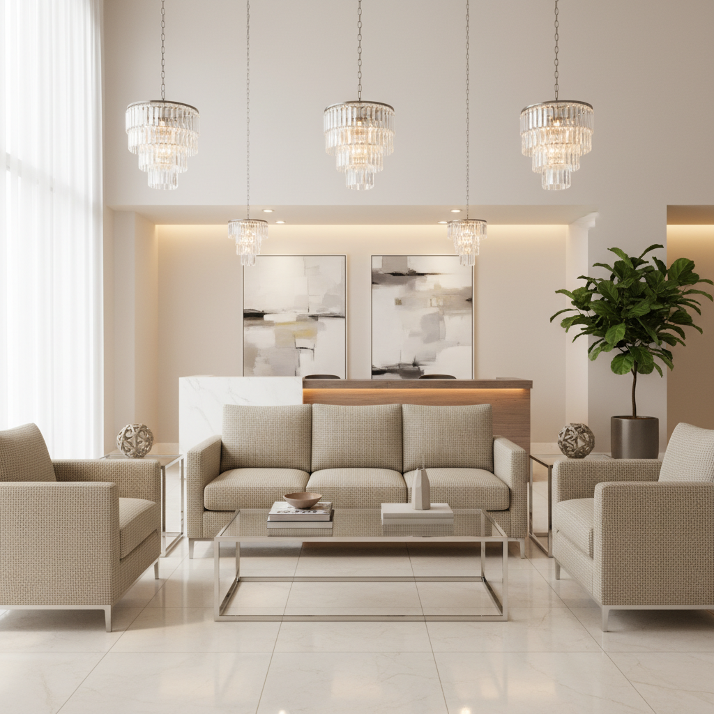 Irvington Taupe Hotel Lobby Setting | Architectural Fabrics