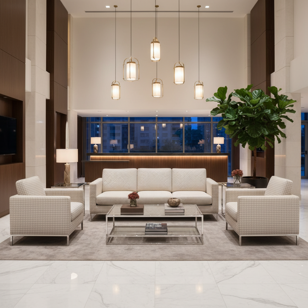 Hillsville Natural Hotel Lobby Setting | Architectural Fabrics