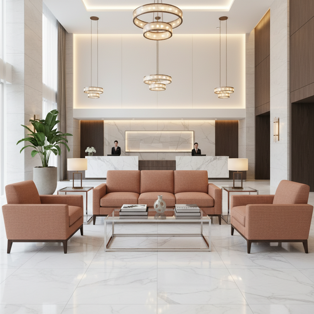 Pearisburg Pink Lemonade Hotel Lobby Setting | Architectural Fabrics