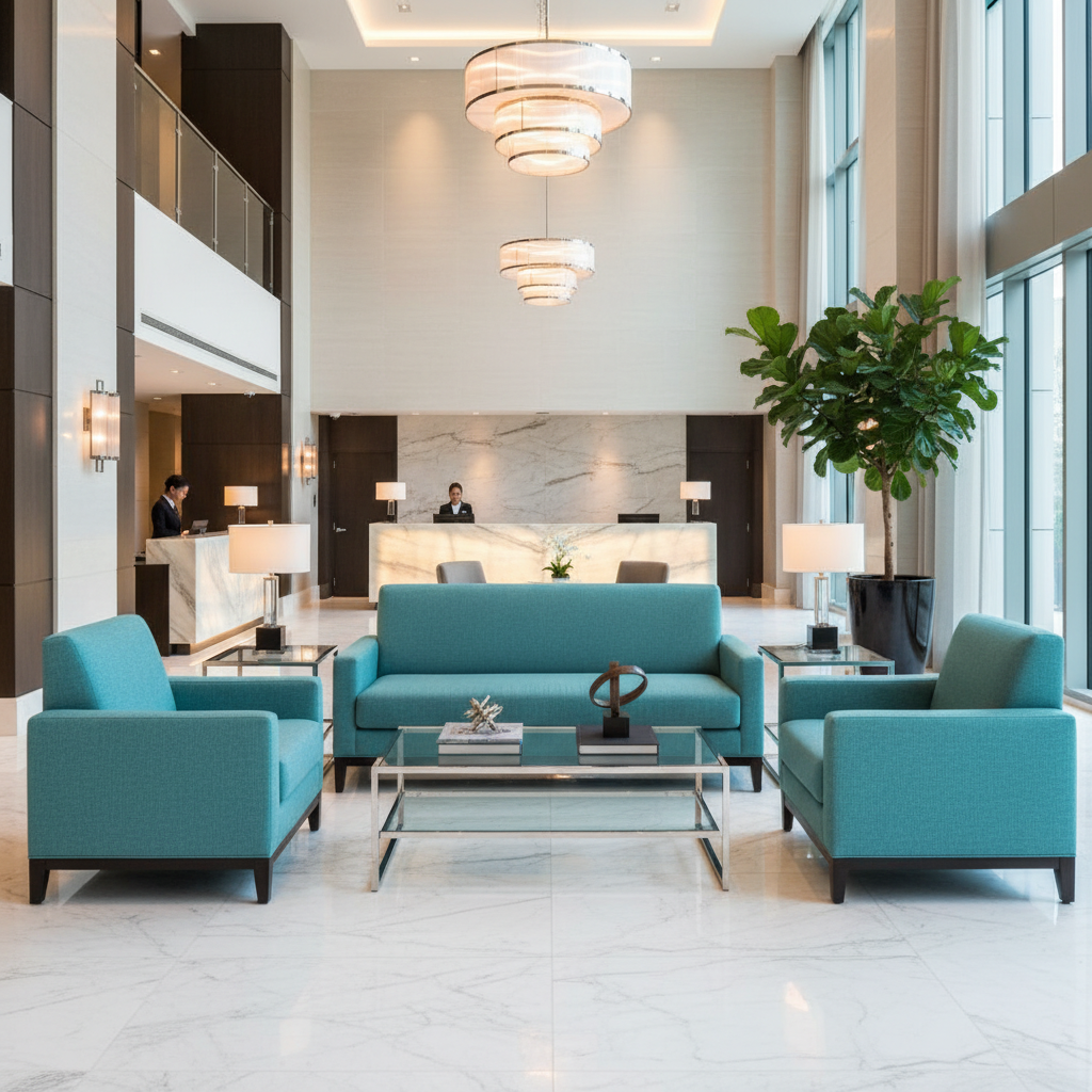 Pearisburg Robins Egg Hotel Lobby Setting | Architectural Fabrics