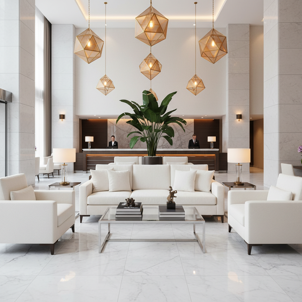 Pearisburg White Hotel Lobby Setting | Architectural Fabrics