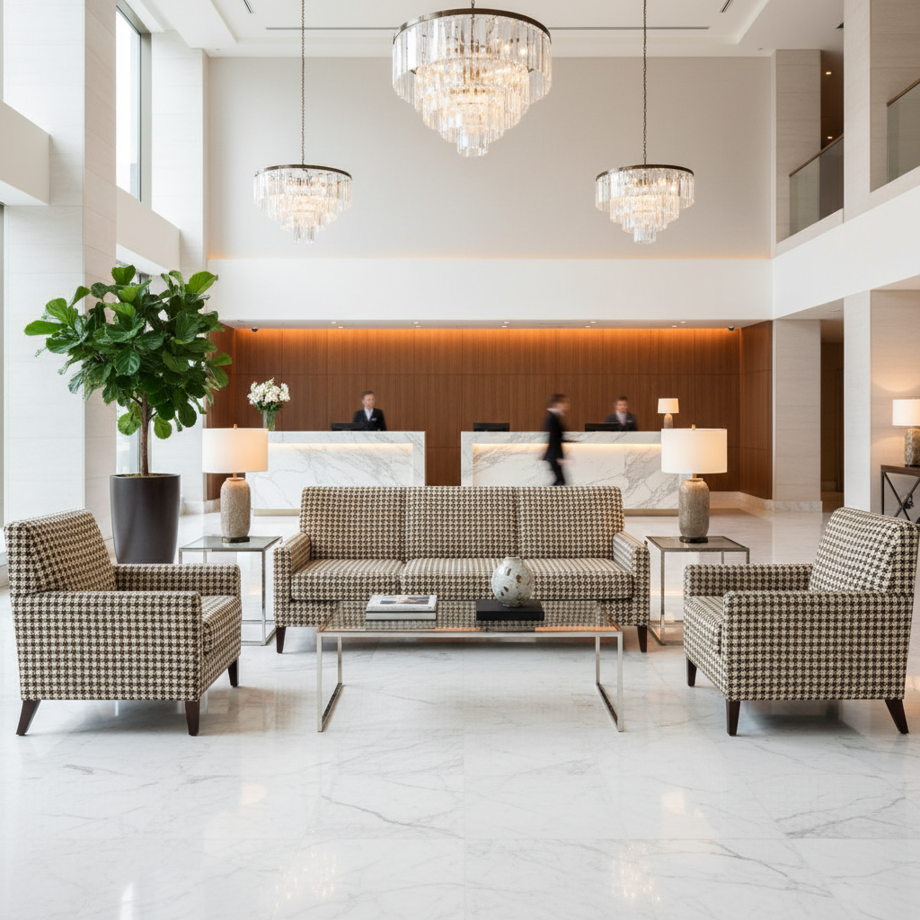Exmore Chocolate Hotel Lobby Setting | Architectural Fabrics