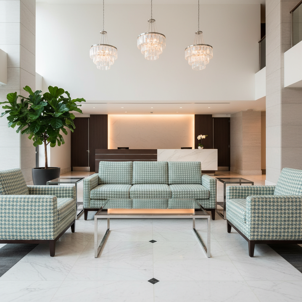 Exmore Rain Hotel Lobby Setting | Architectural Fabrics