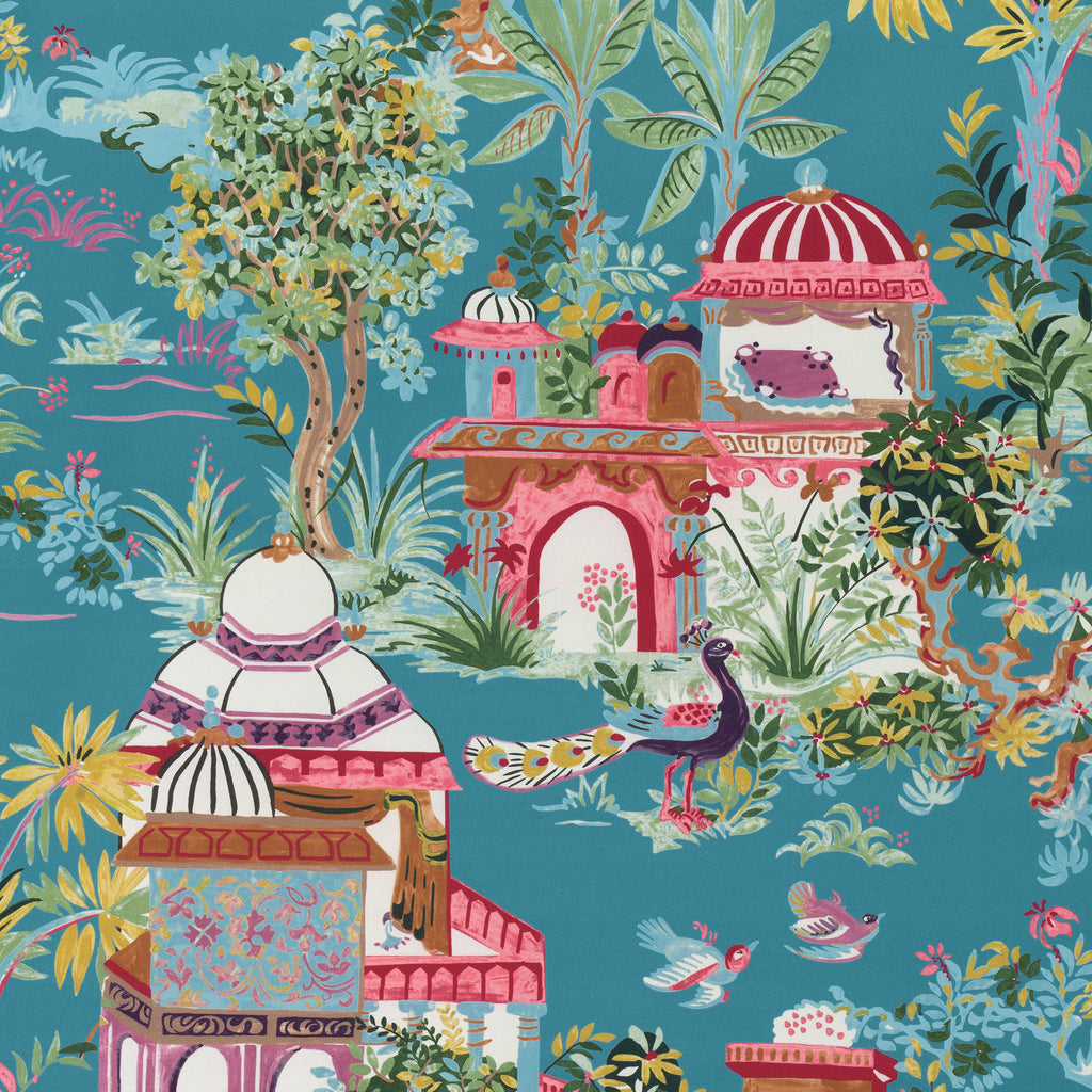 Mystic Garden Teal Printed Fabric | Thibaut