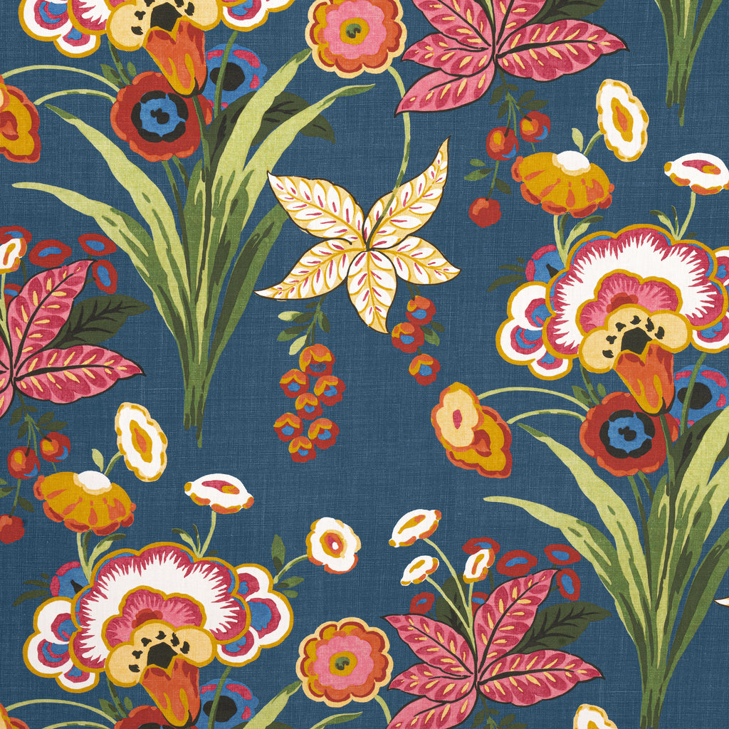Pasadena Navy Printed Fabric | Thibaut