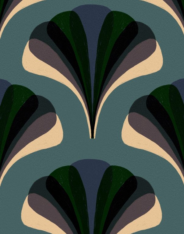 Mezzelune Art Deco Kale Wallpaper | Mind The Gap Stoneeblue