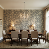 DWWM-14011 Indian Nickel Charcoal | William Morris - Dining Room Setting | William Morris