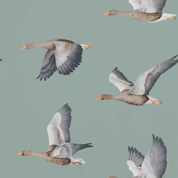 Elysian Geese (Wallcovering) Blue Clay | Sanderson