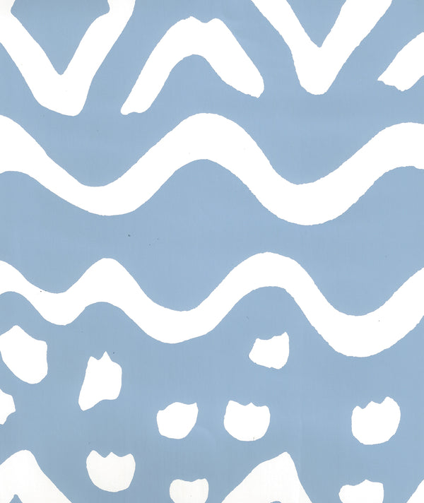 Deauville Marine Blue on Almost White Screen Printed | China Seas