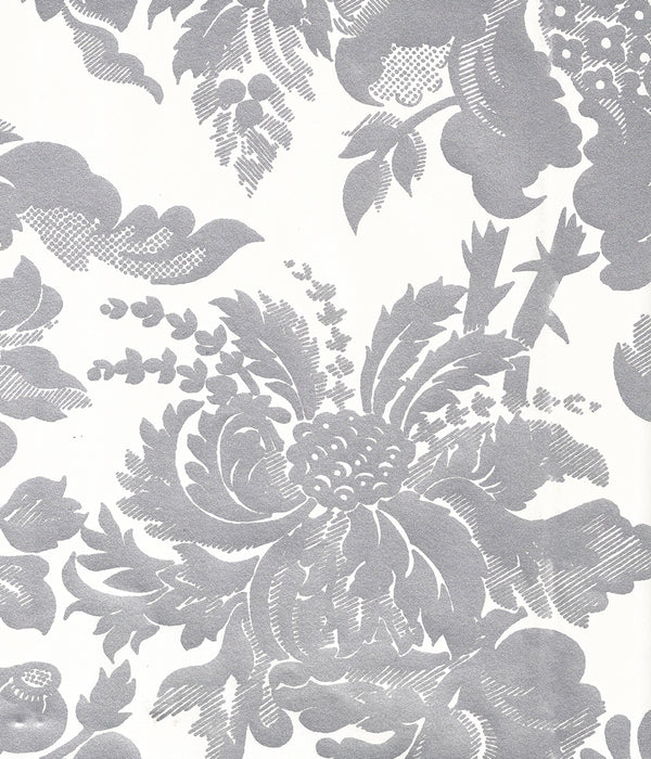 Des Gardes Silver Metallic on Off White Screen Printed | China Seas
