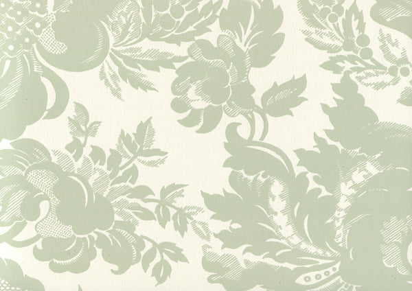 Des Gardes Soft French Green on Off White Screen Printed | China Seas