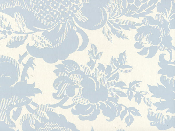 Des Gardes Soft Windsor Blue on Off White Screen Printed | China Seas